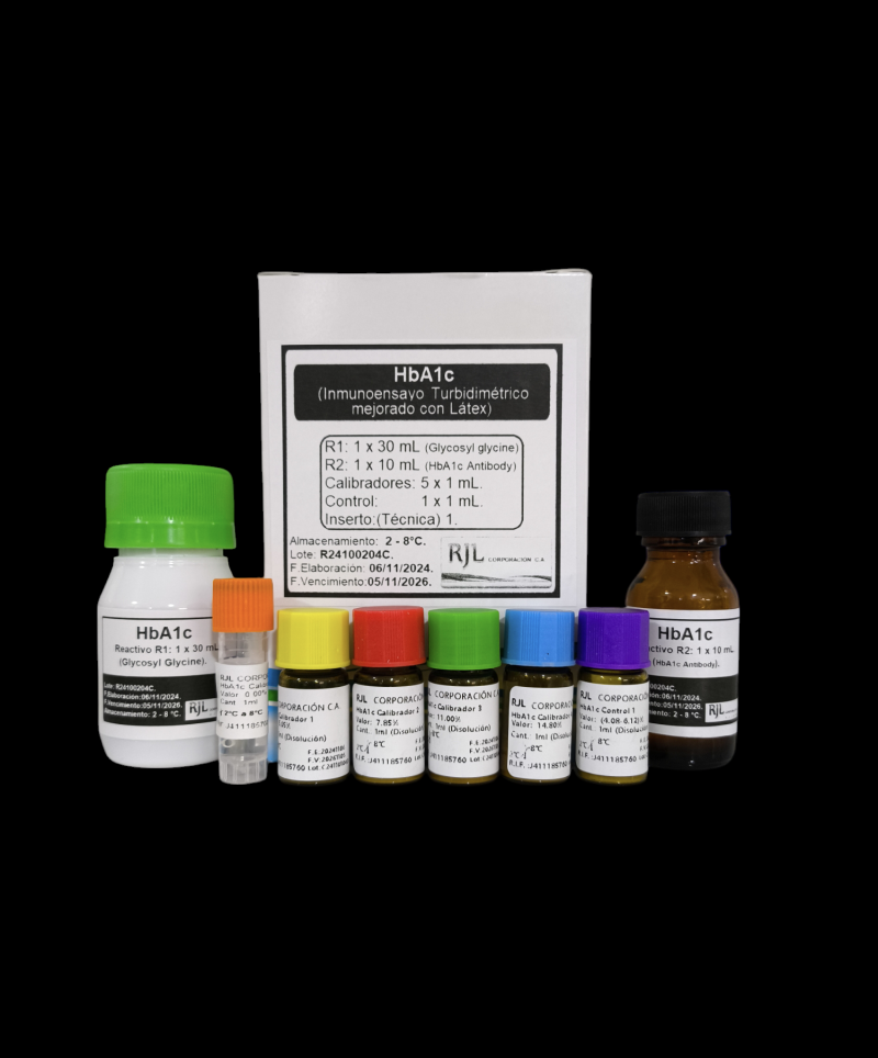 Hemoglobina Glicosilada HbA1c R1 (30 mL) + R2 (10 mL) con Estándar y Control